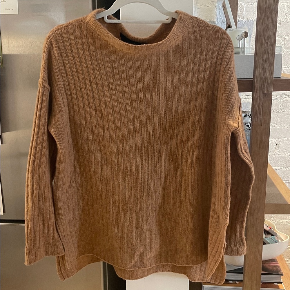 360 Cashmere Brown Ribbed Sweater